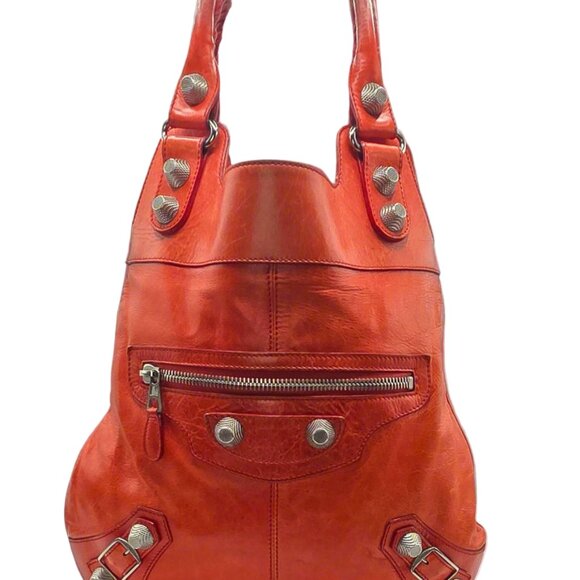 Red Lambskin Leather Giant 21 Silver Slim Hobo Bag - Picture 1 of 16
